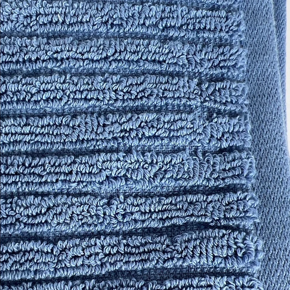 2 Pc Rachel Zoe Bath Towels Oversized Blue Ribbed Soft 100% Cotton NEW